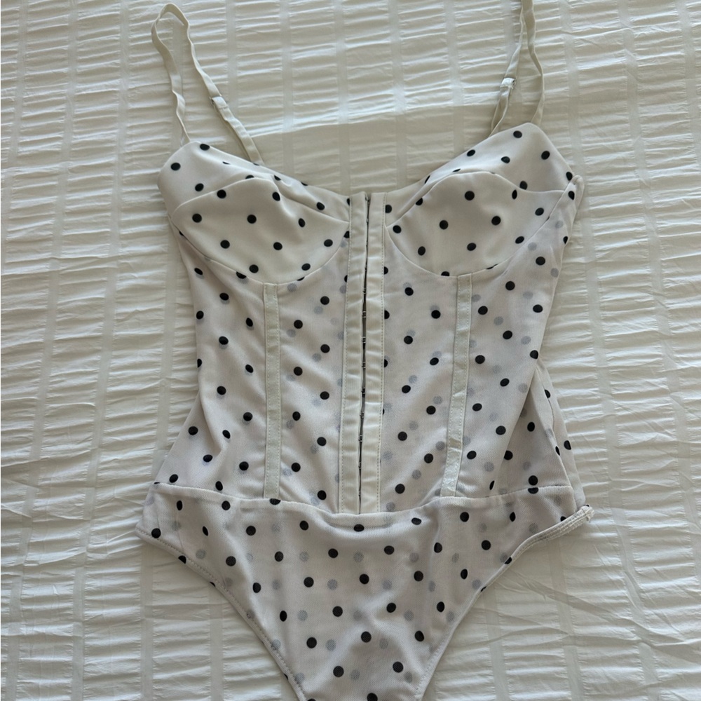 Free people mesh polka dot bodysuit